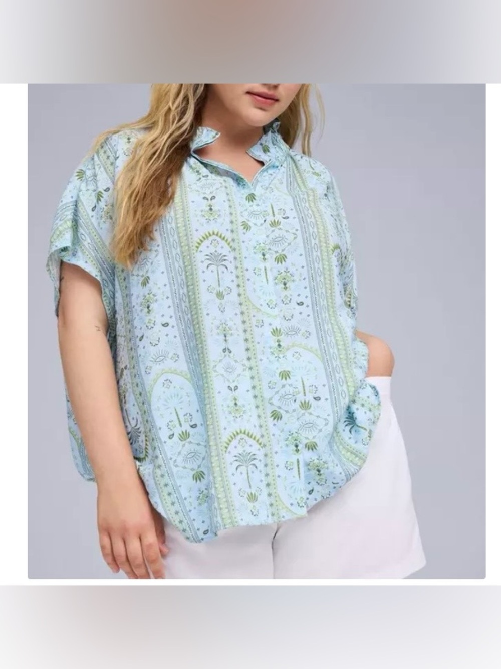 NWT Torrid Belle Isle Bohemian Coastal Popover Blouse Size 3x